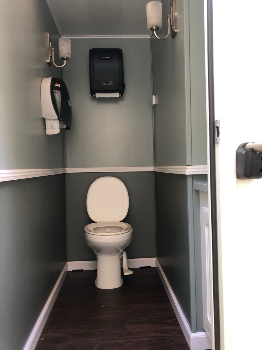Interior of a Clean Spot luxury restroom trailer